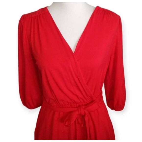 DRAPER JAMES RSVP™ TIE-FRONT FIT & FLARE DRESS RED SZ.S EUC. - Picture 3 of 9